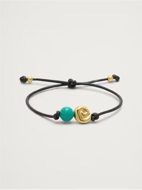 Banana Republic Kids Black Cord Bracelet with Turquoise Bead & Yellow Rose
